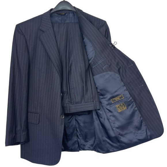 Jos. A. Bank Other - Jos A Bank 2-Piece Suit 42R 36x29 100% Wool Navy Blue Pin Striped Jacket  Pants